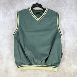 Frenzi Golf Vest Mens Large Green Wind Water Resistant V-Neck Performance Shell